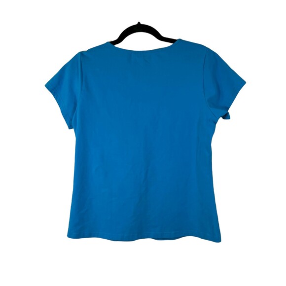 Linea by Louis Dell'Olio Blue Embroidered Floral Blouse Size Medium - Picture 3 of 4